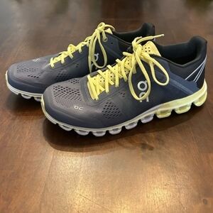 On Running Athletic Shoes - Dark Gray and Light Yellow